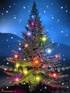 Fond écran animé mobile Noel - Sapin dans la nuit de Noel