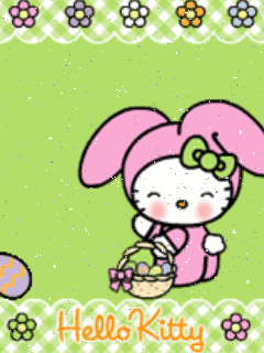 Logo animé gratuit - Hello Kitty - Pâques
